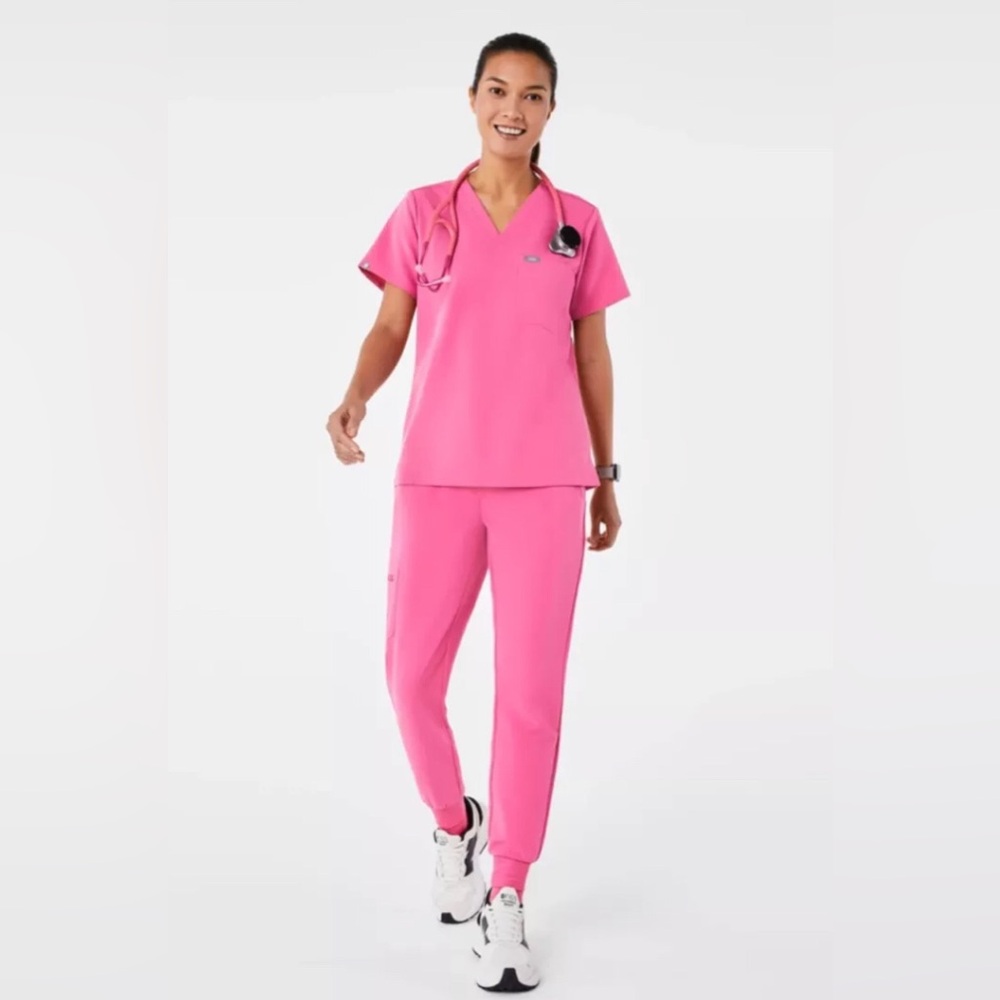 BRAND NEW without tags “F’ing Pink” XL Figs Scrubs Set